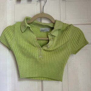 urban outfitters bright green cropped collared tee
